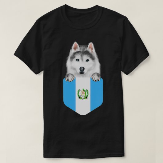 T-shirt Guatemala Drapeau Sibérien Husky Chien Dans Une Po (Design devant)