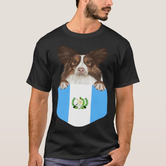 T-shirt Guatemala Flag Collie Dog In Pocket (Devant)