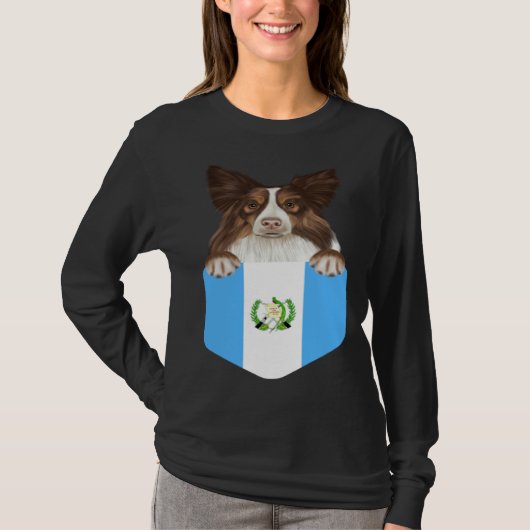 T-shirt Guatemala Flag Collie Dog In Pocket (Devant)