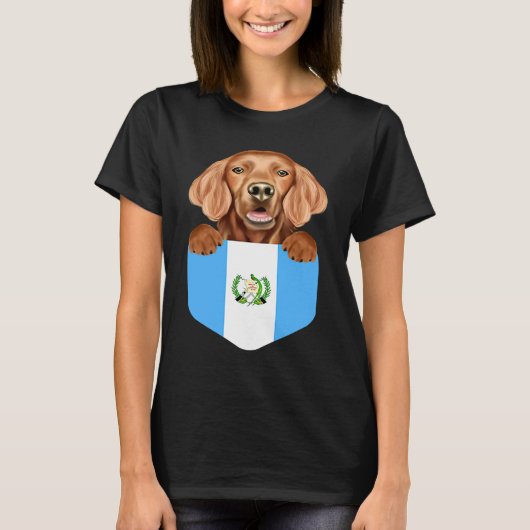T-shirt Guatemala Flag Irish Setter Dog In Pocket (Devant)