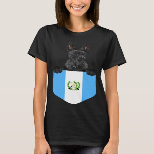 T-shirt Guatemala Flag Scottish Terrier Dog In Pocket (Devant)