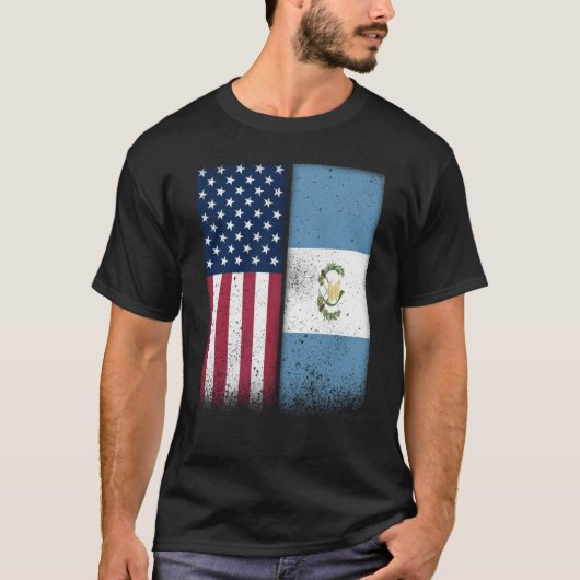 T-shirt Guatemala Guatemalan American Flags Proud USA (Devant)