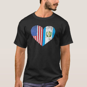 T-shirt Guatémaltèque Américain Drapeau Usa Guatemala Hear