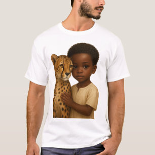 T-shirt Guépard et garçon : Lien du sauvage et de l'innoce