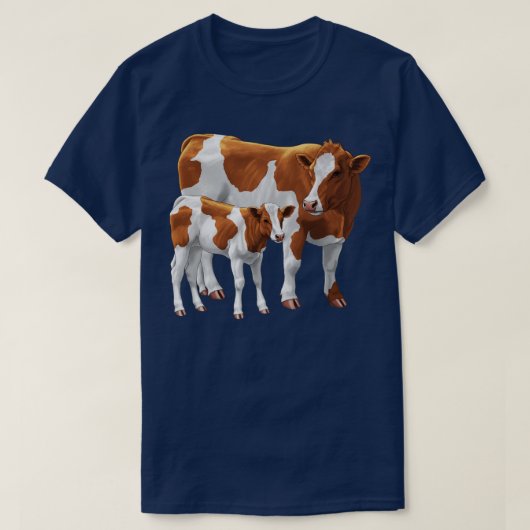T-shirt Guernesey Cow et Cute Calf (Design devant)