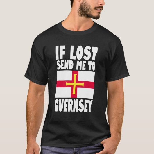 T-shirt Guernsey Flag Design If lost send me to Guernsey (Devant)