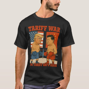 T-shirt Guerre Tarifaire Drôle Trump Vs Xi Jinping Boxing 