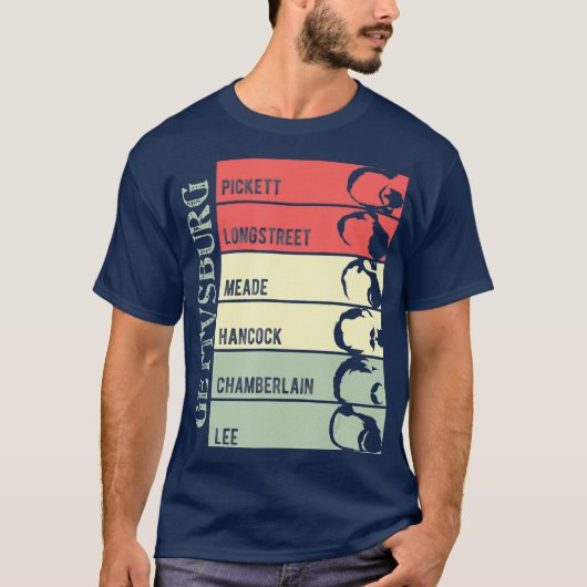 T-shirt Guerres Civiles Portes Gettysburg Beard Old School (Devant)