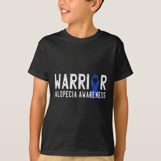 T-shirt Guerrier Alopecia Awareness Blue AA Ribbon Support (Devant)