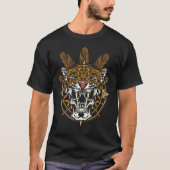 T-shirt Guerrier aztèque Jaguar Crâne mort Tête native (Devant)