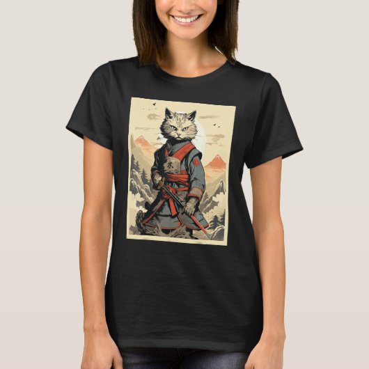 T-shirt Guerrier Chat Japonais (Devant)
