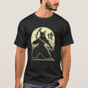 T-shirt Guerrier de chat Samouraï Art japonais vintage Uki