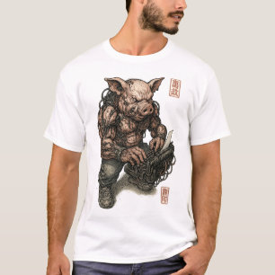 T-shirt Guerrier de cochon mutant - Boucher Cyberpunk avec