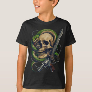 T-shirt Guerrier de crâne et serpent - Gunslinger gothique
