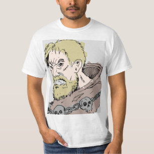T-shirt Guerrier de feu avec chaîne de crâne - Arr médiéva