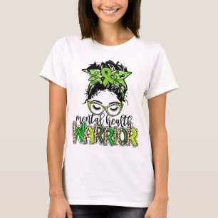 T-shirt Guerrier de santé Messy Bun cheveux Leopard Green