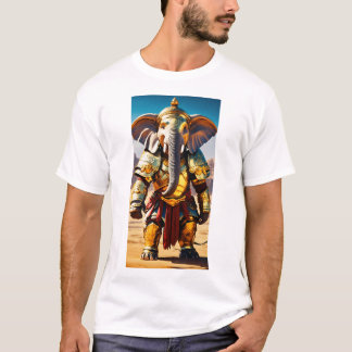 T-shirt Guerrier d'éléphant Anime Armoirie d'or