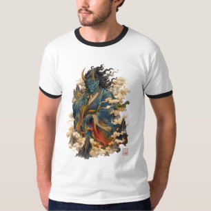 T-shirt Guerrier démon Blue Oni Mythologie japonaise Yok