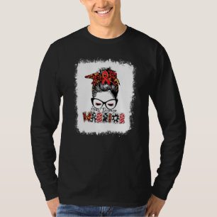 T-shirt Guerrier des maladies cardiaques Leopard Messy Bun