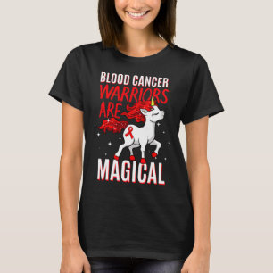 T-shirt Guerrier du cancer du sang Licorne Magique Ruban R