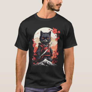 T-shirt Guerrier du Japon Ancien Ninja Chat Samouraï Minou