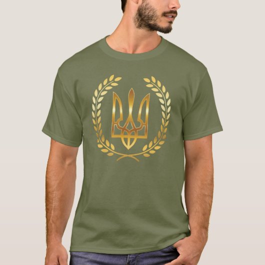 T-Shirt Guerrier d'Ukraine Trident Doré (Devant)