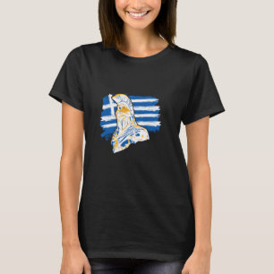 T-shirt Guerrier grec spartiate antique sur le drapeau gre