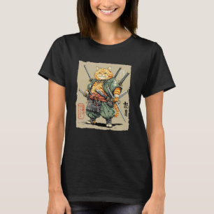 T-shirt Guerrier Maître des Épées Multiples Chat Samouraï