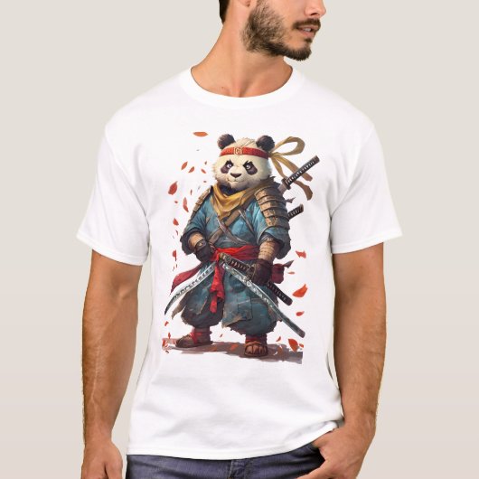 T-shirt Guerrier Panda à deux lames (Devant)