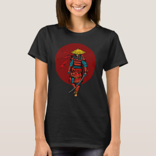T-shirt Guerrier samouraï du coucher de soleil avec Katana