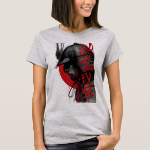 T-shirt Guerrier Samouraï Éclectique Encre Japonaise Solei