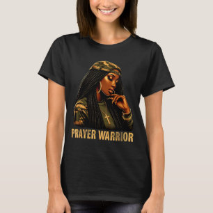 T-shirt Guerrière de prière femme noire camouflage foi chr