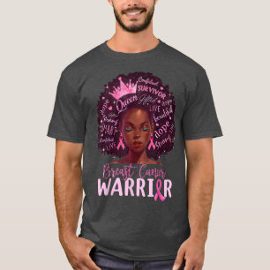 T-shirt Guerrière du cancer du sein, femme noire, rose R