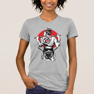 T-shirt Guerrière samouraï féminine – Tatouage de rose de 