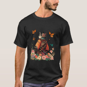 T-shirt Guerriers drôles de samouraï ninja japonais chat