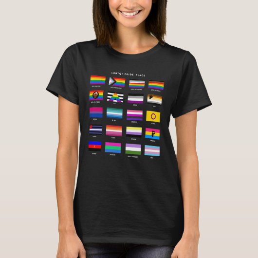 T-shirt Guide complet de l'indicateur LGBTQ+ Pride (Devant)