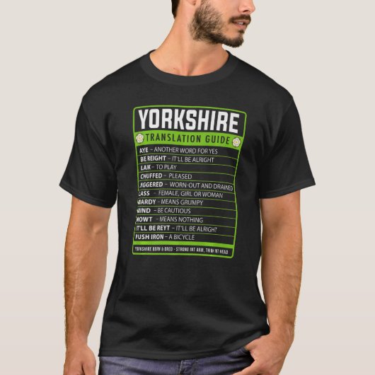 T-shirt Guide de traduction des idées d'argot du Yorkshire (Devant)
