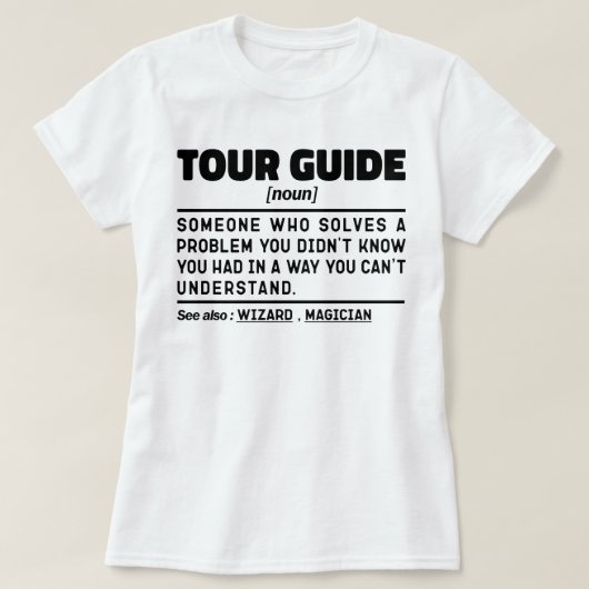 T-shirt Guide touristique Noun Definition Safari Assistant (Design devant)