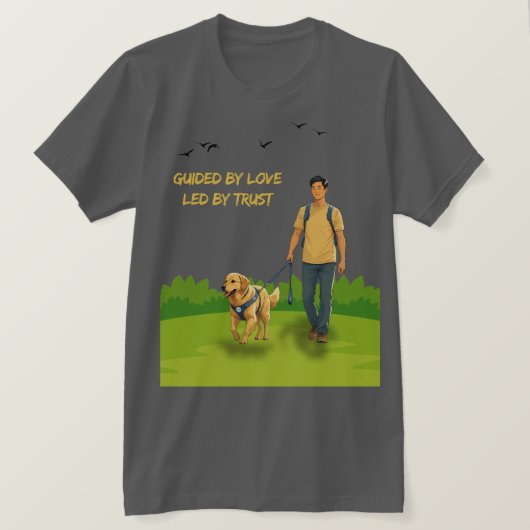 T-shirt Guidée par Love - Guide Chien Conception de suppor (Design devant)