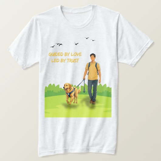 T-shirt Guidée par Love - Guide Chien Conception de suppor (Design devant)