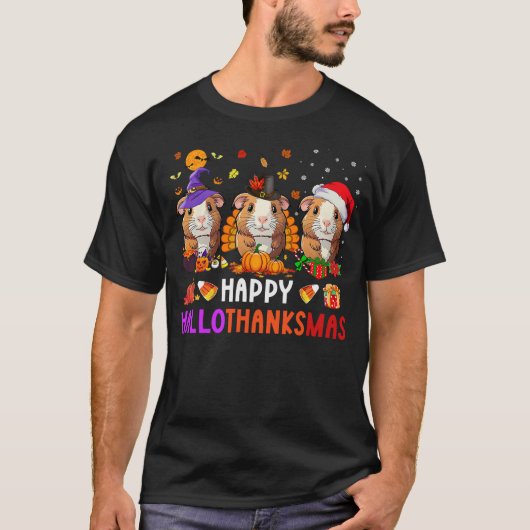 T-shirt Guinea Pig Halloween Merry Christmas Happy HalloTh (Devant)