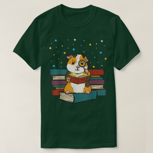 T-shirt Guinea Pig Reading Books Gift Librarian Nerd Book  (Design devant)