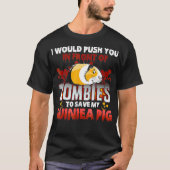 T-shirt Guinéen Cochon Je Vous Poussais Devant Les Zombies (Devant)