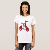T-shirt guingan blanc rouge de scooter de fille (Devant entier)