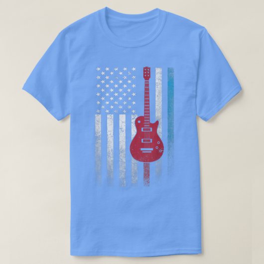 T-shirt Guitar 4th of July Gift American Flag USACountry M (Design devant)