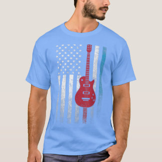 T-shirt Guitar 4th of July Gift American Flag USACountry M