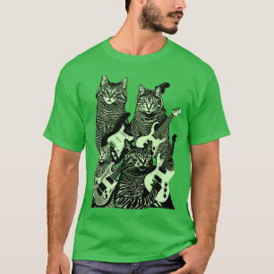 T-shirt GUITAR CATS version verte