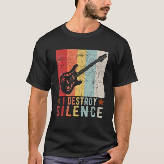 T-shirt Guitar Instrument I Destroy Silence white 1 (Devant)