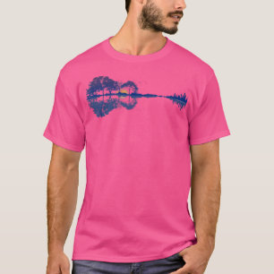 T-shirt Guitar Lake Reflets En Bleu Amoureux de la Guitare