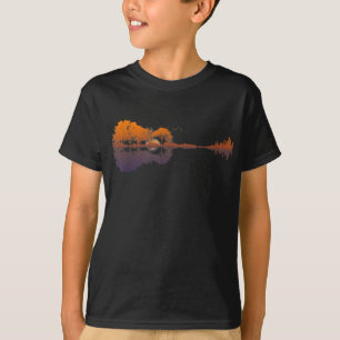 T-shirt Guitar Lake Shadow Love Guitar Gift Music Amoureux